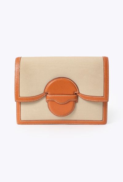 Hermès Rare '80s Marco Polo Toile & Wild Boar Clutch - 1