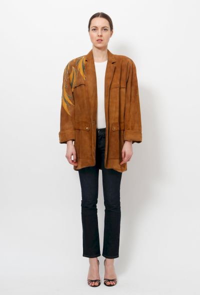                             Montana '80s Embroidered Suede Jacket - 1