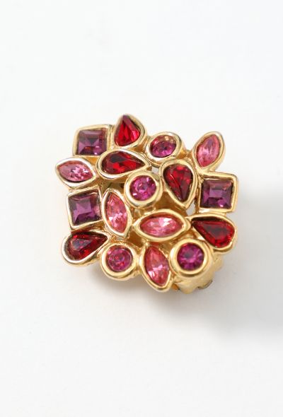 Saint Laurent '90s Strass Embellished Clip Earrings - 2 Saint Laurent '90s Strass Embellished Clip Earrings - 2