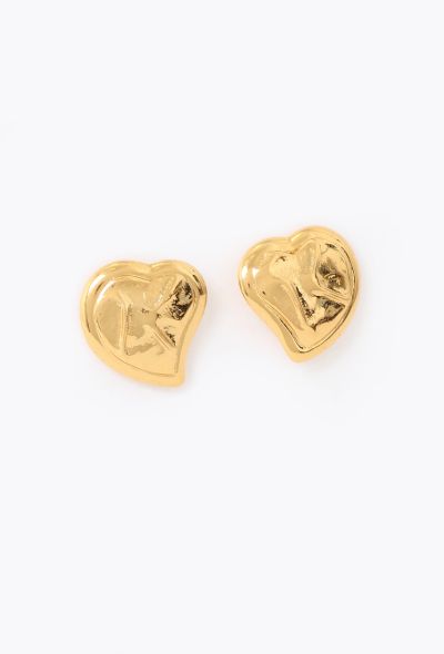 Saint Laurent 1993 Hammered Heart Clip Earrings - 2 Saint Laurent 1993 Hammered Heart Clip Earrings - 2