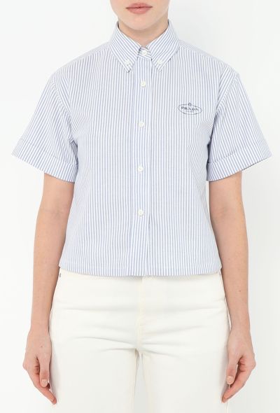 Prada 2022 Pinstripe Emblem Shirt - 1