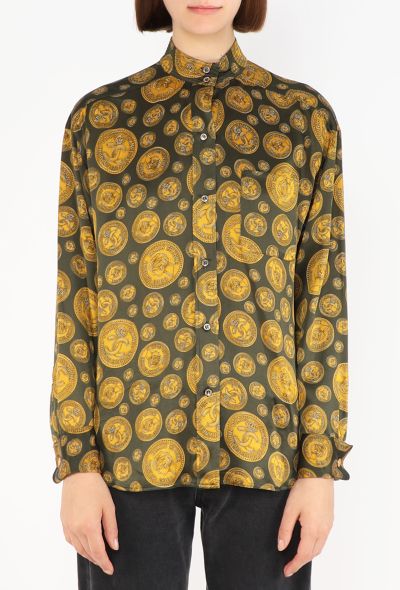 Chanel Coin Print Silk Blouse, 1980s - 1