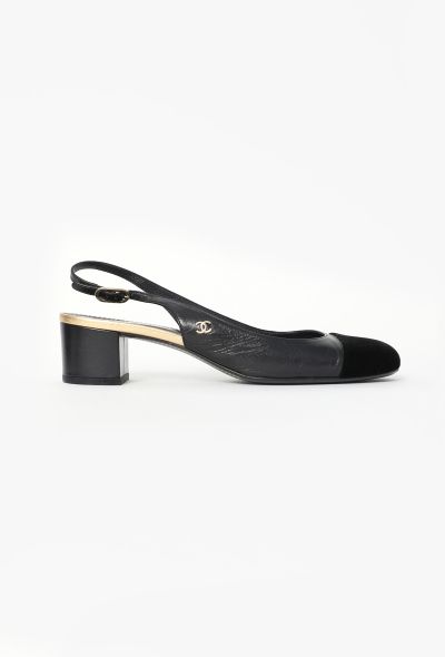 Chanel Velvet Cap-Toe Slingbacks - 1 Chanel Velvet Cap-Toe Slingbacks - 1