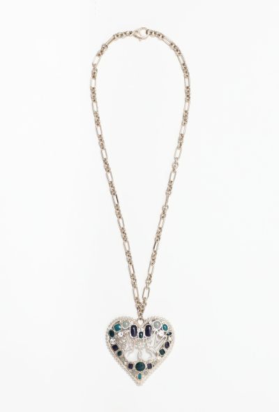                             Embellished 'CC' Heart Stone Necklace - 1