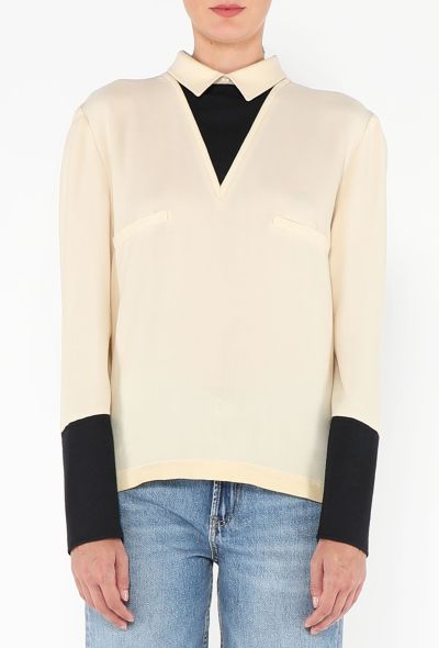 Valentino Vintage Bicolor Crêpe Blouse - 1