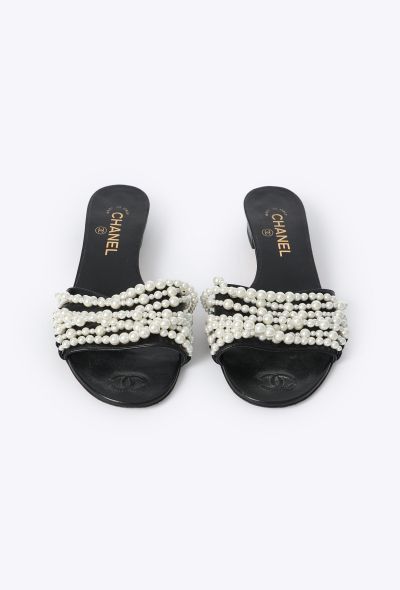 Chanel 2022 Pearl Embellished 'CC' Mules - 2 Chanel 2022 Pearl Embellished 'CC' Mules - 2