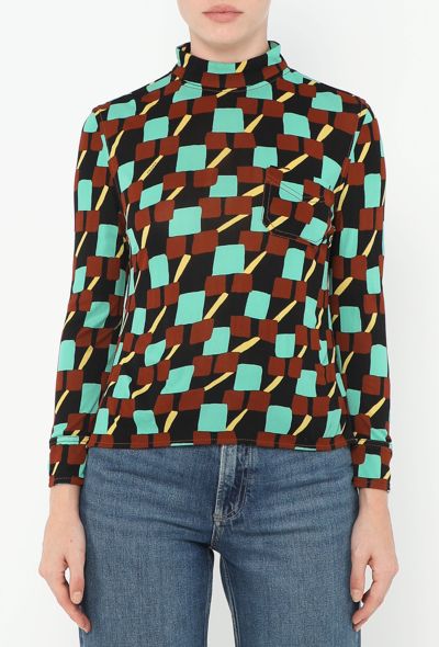 Prada S/S 2017 Graphic Crêpe Blouse - 1 Prada S/S 2017 Graphic Crêpe Blouse - 1