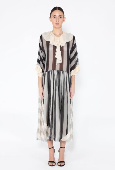 Chloé '70s Striped Silk Ruffle Dress - 1