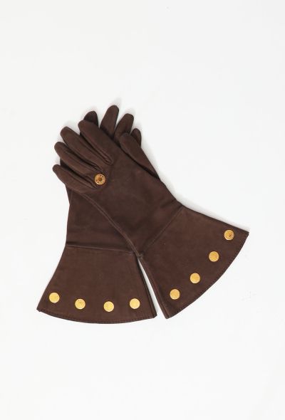                             Coin Wide-Cuff Suede Gloves - 1