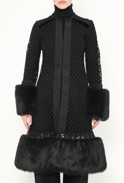 Lattice Fur Trim Opera Coat - 1 Lattice Fur Trim Opera Coat - 1