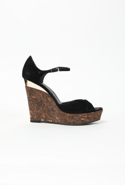                                         Early 2000s Suede Cork Wedges-1