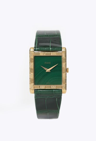 Piaget RARE '70s 18K Yellow Gold & Malachite Tank Watch - 1