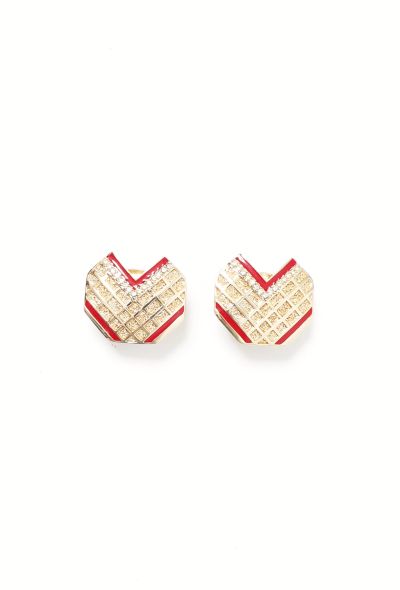                             Vintage Embellished Heart Clip-on Earrings - 2