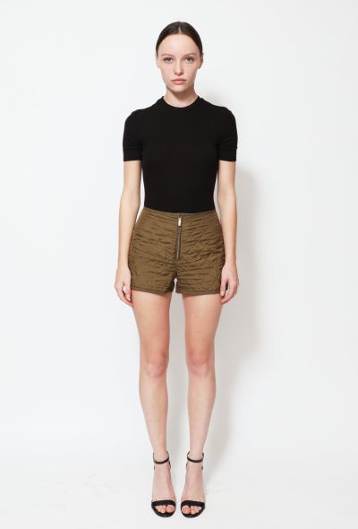                                         Quilted Silk Zip Shorts-1