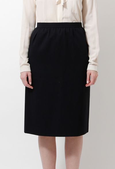 Saint Laurent 80s Navy Midi Skirt - 2