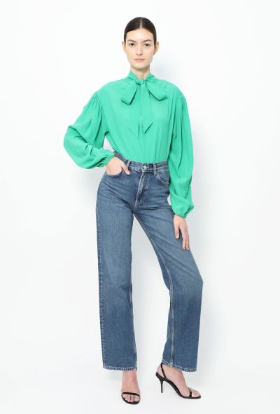 Balenciaga 2016 Silk Lavallière Blouse - Green - 1 Balenciaga 2016 Silk Lavallière Blouse - Green - 1