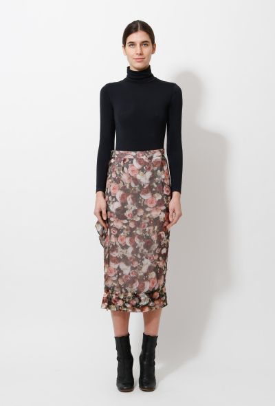                             F/W 2013 Rose Printed Silk Skirt - 1