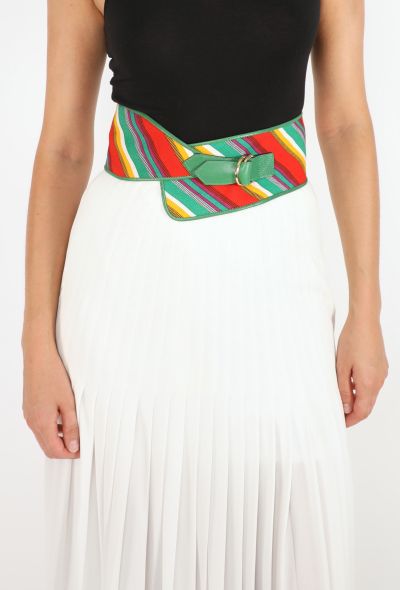 Saint Laurent Striped Leather Trim Belt, 1976 - 2