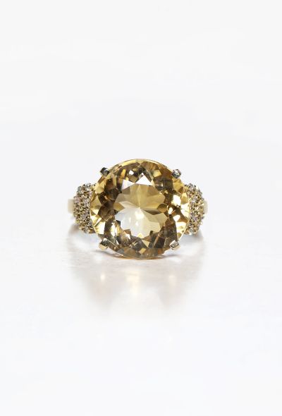 Vintage & Antique 18k Yellow Gold, 8.8 Carats Citrine & Diamond Ring - 1