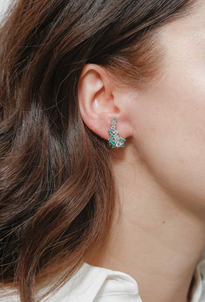 Vintage & Antique 18K Emerald & Diamond Earrings - 2