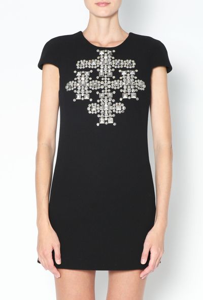 Saint Laurent Cross Stud Embellished Crêpe Dress - 1 Saint Laurent Cross Stud Embellished Crêpe Dress - 1