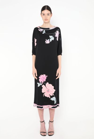 Leonard '70s Floral Silk Kaftan Dress - 1