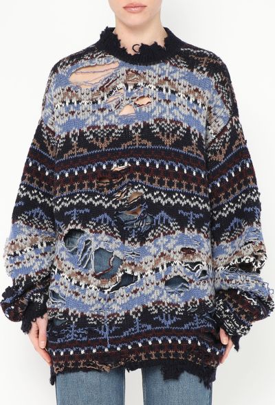 Balenciaga F/W 2021 Distressed Knit Sweater - 1 Balenciaga F/W 2021 Distressed Knit Sweater - 1