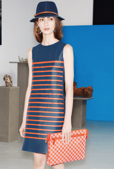                             S/S 2014 Striped Leather Dress - 2