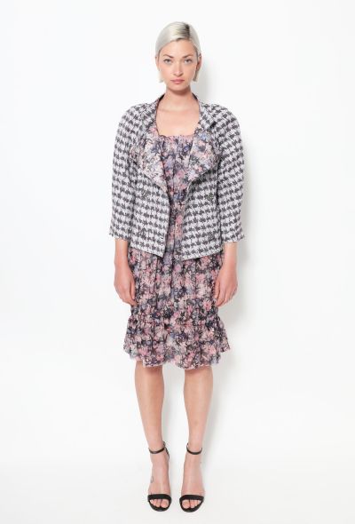                             Floral Silk Dress & Tweed Jacket Set - 1