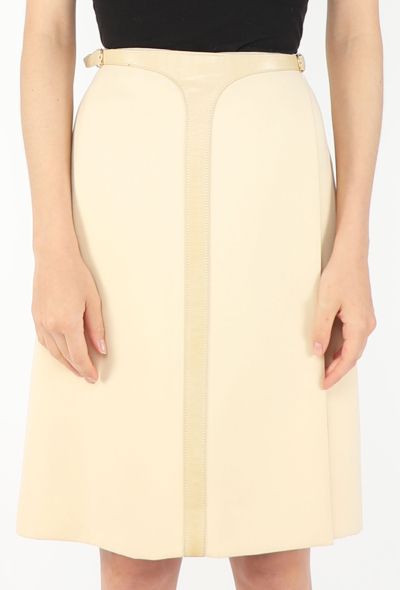 Hermès '70s Leather Trim Wrap Skirt - 2