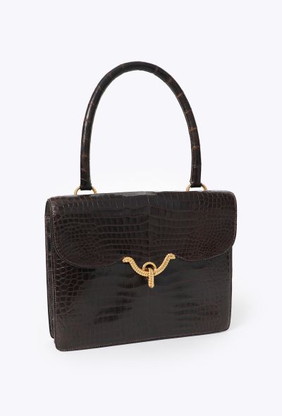 Hermès Rare 1960s Marron Porosus Vasco Bag - 2