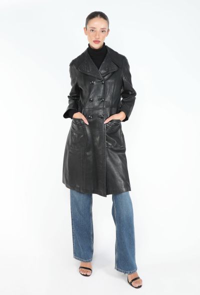 '90s Double-Breasted Leather Trench - 1