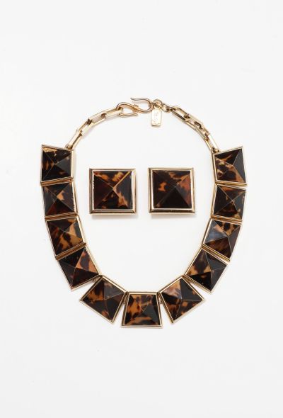                             Vintage Tortoise Pattern Necklace & Earrings - 1
