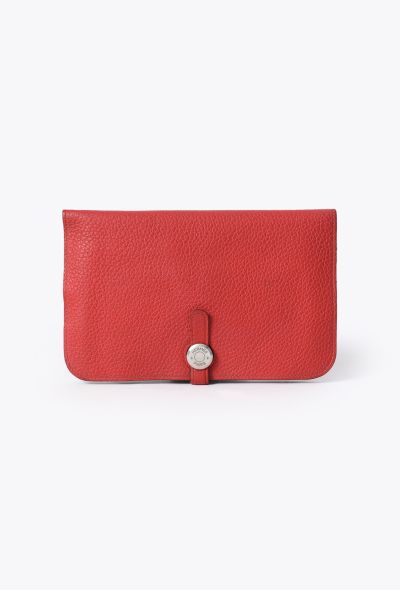 Hermès Red Taurillon Clémence Dogon GM Wallet - 1 Hermès Red Taurillon Clémence Dogon GM Wallet - 1