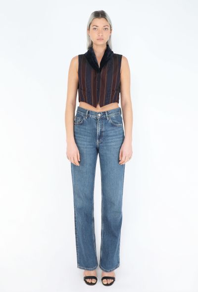 Romeo Gigli 1993 Striped Velvet Shawl Vest - 2