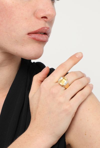 Vintage Fine Jewelry 18k Gold, Diamond & Citrine Ring - 2 Vintage Fine Jewelry 18k Gold, Diamond & Citrine Ring - 2