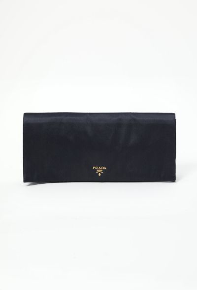 Prada Navy Satin Clutch - 1