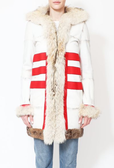                                         2007 Suede Striped Rabbit Fur Coat -2