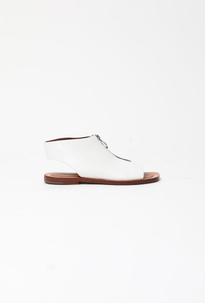                             Zip Leather Flat Sandals - 1