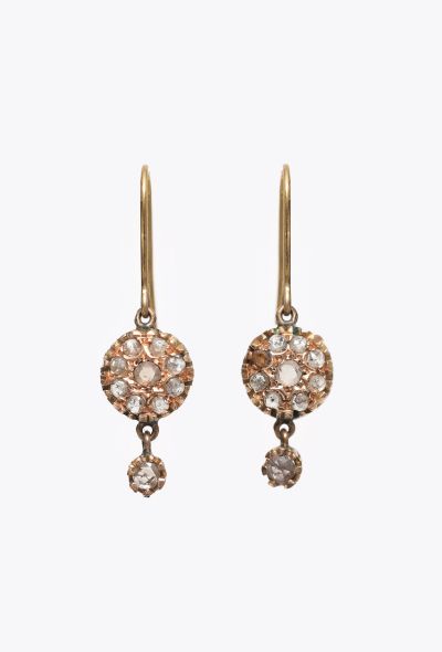 Modern Fine Jewelry 18K Gold & Rose-Cut Diamond Pendant Earrings - 1 Modern Fine Jewelry 18K Gold & Rose-Cut Diamond Pendant Earrings - 1