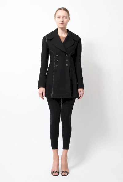                                         Leather Trim Peacoat -1