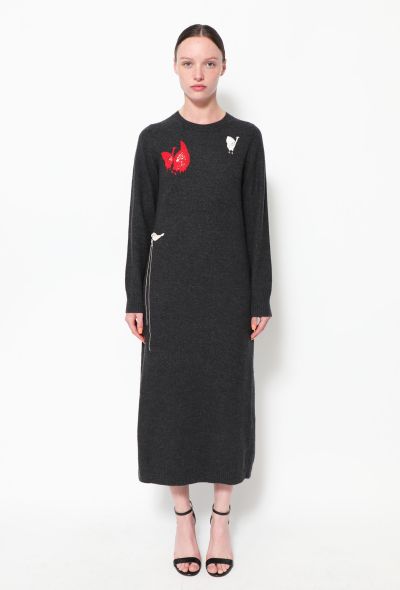                             2015 Embroidered Wool Dress - 1