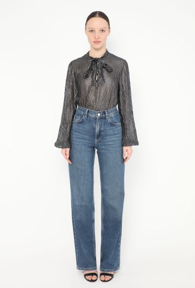 Saint Laurent Iridescent Lamé Lavallière Blouse - 2 Saint Laurent Iridescent Lamé Lavallière Blouse - 2