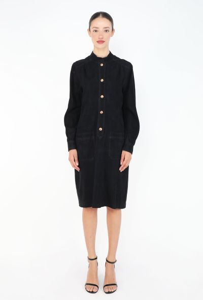 Céline Navy Suede Calèche Dress, 1970s - 2