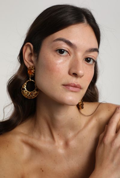 Chanel 1994 Çitrine Glass Clip Earrings - 1