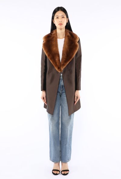 Dolce & Gabbana Silk & Mink Fur Trim Coat, 1997 - 2