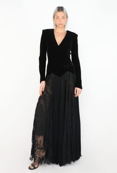 Basque Velvet & Pleated Lace Gown - 1
