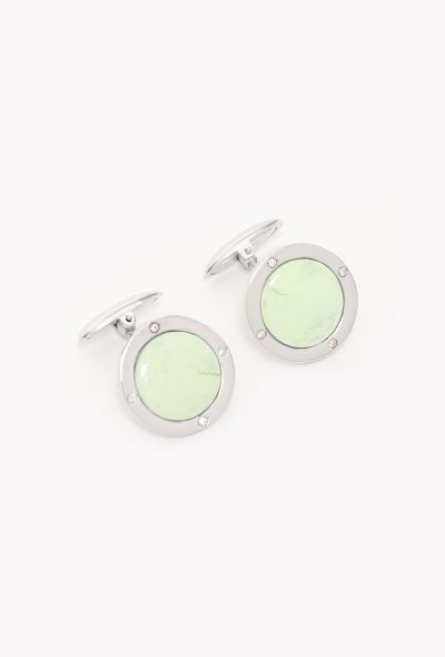 Modern Fine Jewelry 18k White Gold & Diamond Gemstone Cufflinks - 2 Modern Fine Jewelry 18k White Gold & Diamond Gemstone Cufflinks - 2