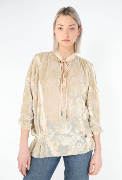 John Galliano Dévoré Velvet Silk Blouse - 1