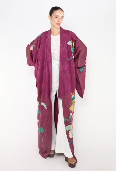 World Treasures Authentic Japanese Purple Floral Jacquard Kimono - 2 World Treasures Authentic Japanese Purple Floral Jacquard Kimono - 2